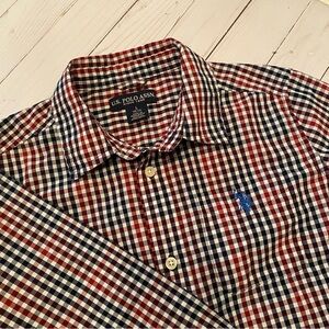 Boys Youth U.S. POLO ASSN Long Sleeve Button Shirt Size Large (10-12)